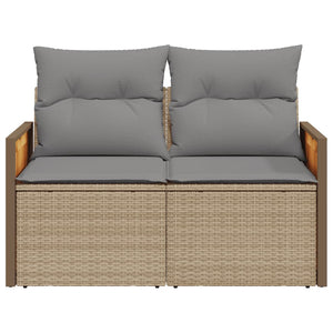 vidaXL Canapé de jardin 2 places avec coussins en polyrotin beige