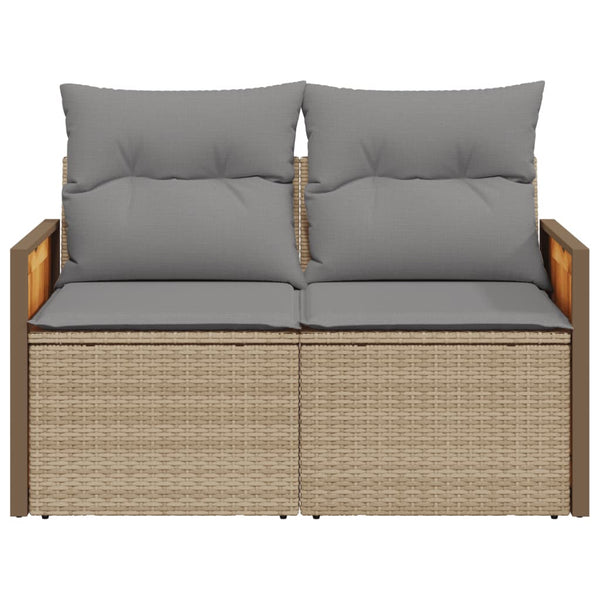 vidaXL Canapé de jardin 2 places avec coussins en polyrotin beige