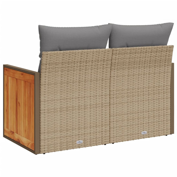 vidaXL Canapé de jardin 2 places avec coussins en polyrotin beige
