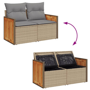 vidaXL Canapé de jardin 2 places avec coussins en polyrotin beige