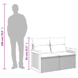vidaXL Canapé de jardin 2 places avec coussins en polyrotin beige