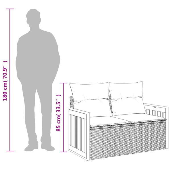 vidaXL Canapé de jardin 2 places avec coussins en polyrotin beige