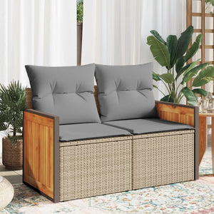 vidaXL Canapé de jardin 2 places avec coussins en polyrotin beige