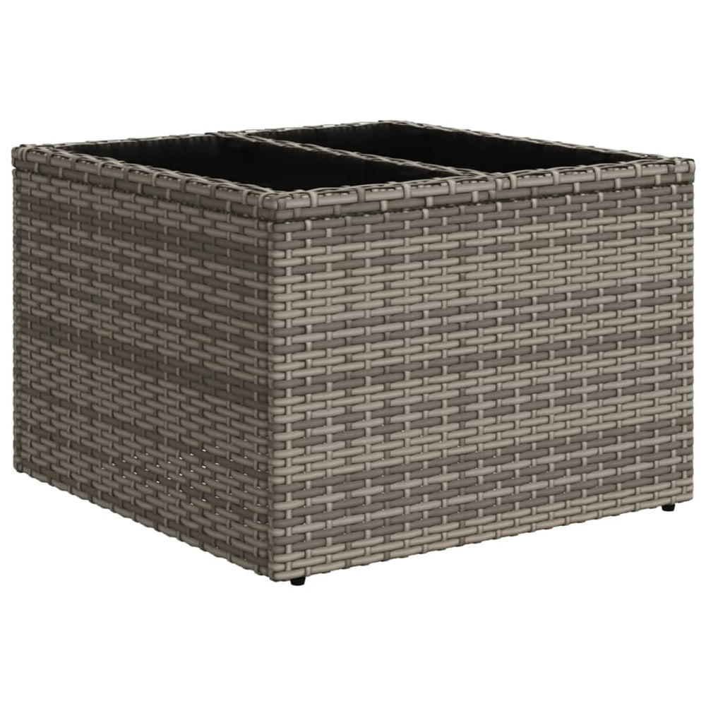 Grauer Gartentisch mit Glasplatte, 55x55 cm