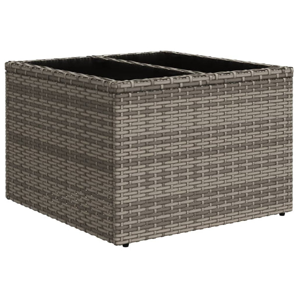 Grauer Gartentisch mit Glasplatte, 55x55 cm