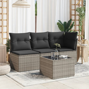 Grauer Gartentisch mit Glasplatte, 55x55 cm