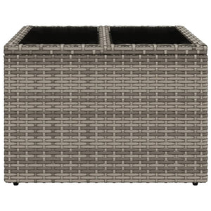Grauer Gartentisch mit Glasplatte, 55x55 cm