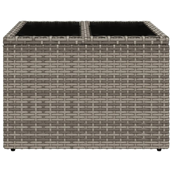 Grauer Gartentisch mit Glasplatte, 55x55 cm
