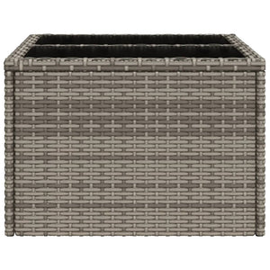 Grauer Gartentisch mit Glasplatte, 55x55 cm