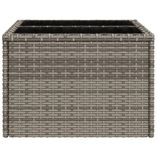Grauer Gartentisch mit Glasplatte, 55x55 cm