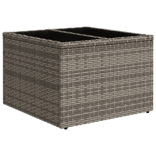 Grauer Gartentisch mit Glasplatte, 55x55 cm