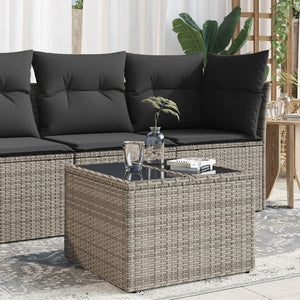 Grauer Gartentisch mit Glasplatte, 55x55 cm
