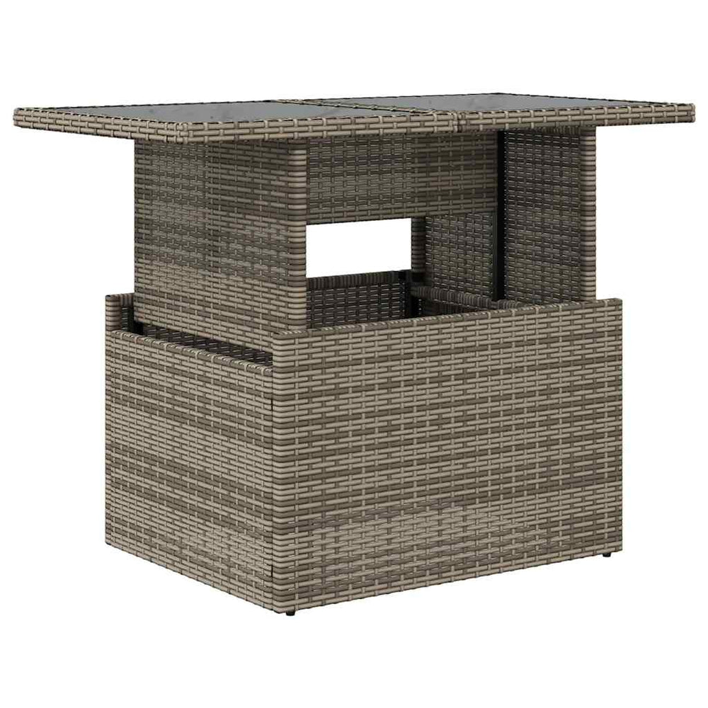Gartentisch Grau Poly Rattan Glasplatte 100x55 cm