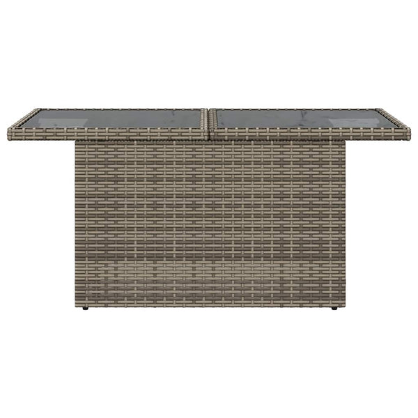Gartentisch Grau Poly Rattan Glasplatte 100x55 cm