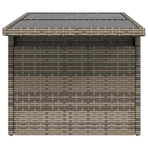 Gartentisch Grau Poly Rattan Glasplatte 100x55 cm