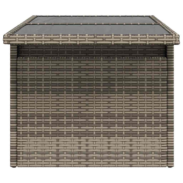 Gartentisch Grau Poly Rattan Glasplatte 100x55 cm