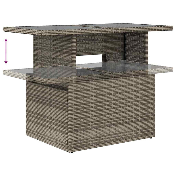 Gartentisch Grau Poly Rattan Glasplatte 100x55 cm