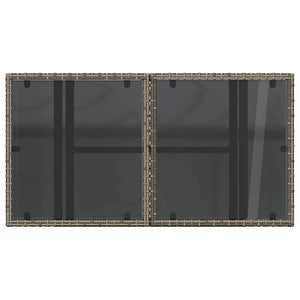 Gartentisch Grau Poly Rattan Glasplatte 100x55 cm