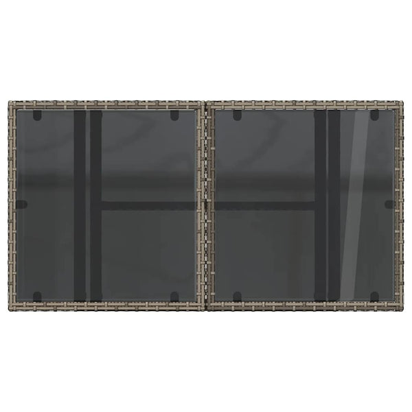 Gartentisch Grau Poly Rattan Glasplatte 100x55 cm