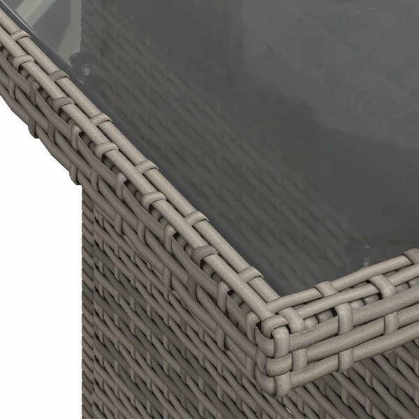 Gartentisch Grau Poly Rattan Glasplatte 100x55 cm