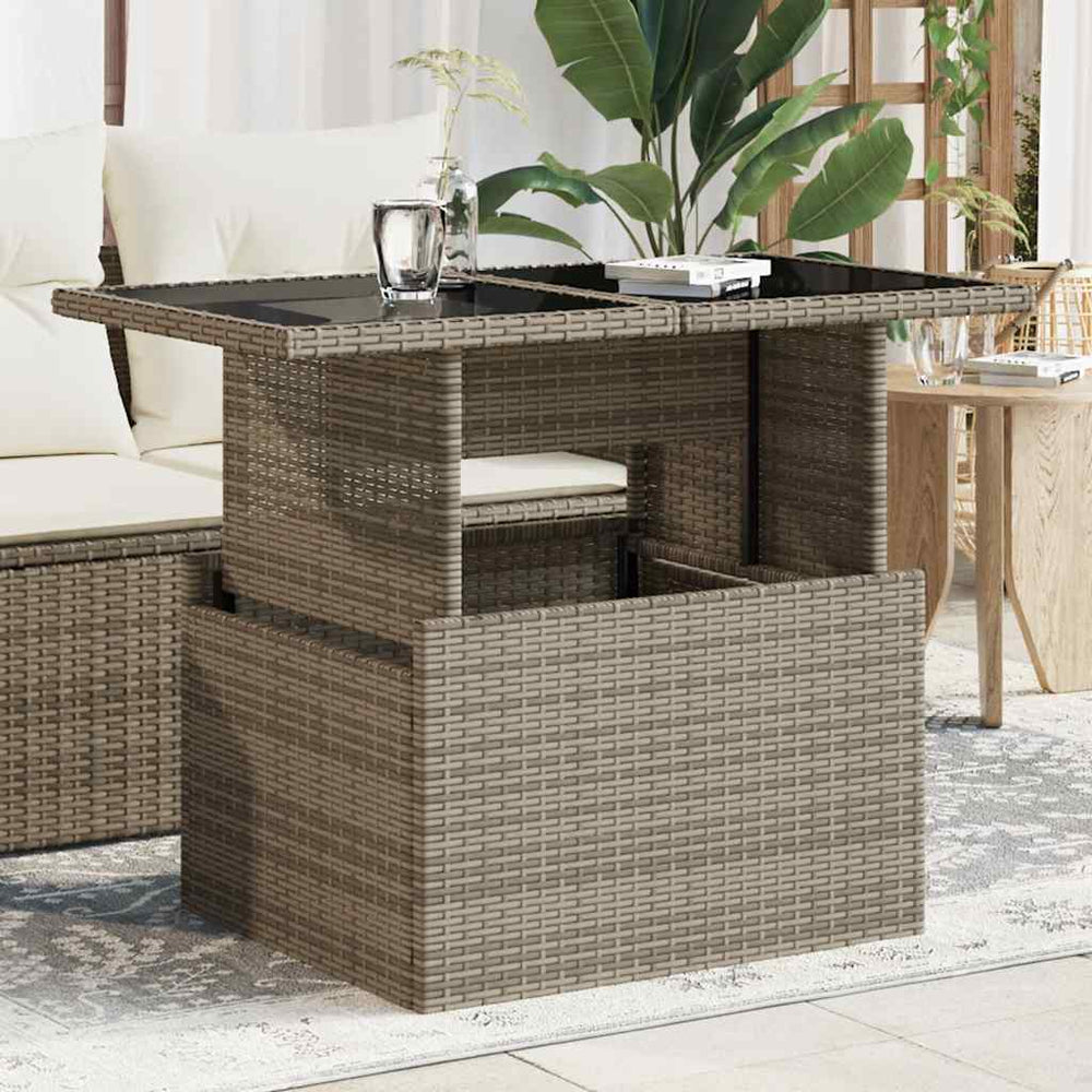 Gartentisch Grau Poly Rattan Glasplatte 100x55 cm