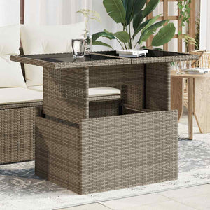 Gartentisch Grau Poly Rattan Glasplatte 100x55 cm