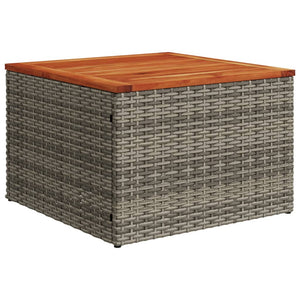 Grauer Gartentisch 55x55 cm Poly Rattan Akazie