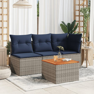 Grauer Gartentisch 55x55 cm Poly Rattan Akazie