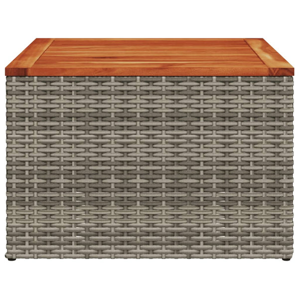 Grauer Gartentisch 55x55 cm Poly Rattan Akazie