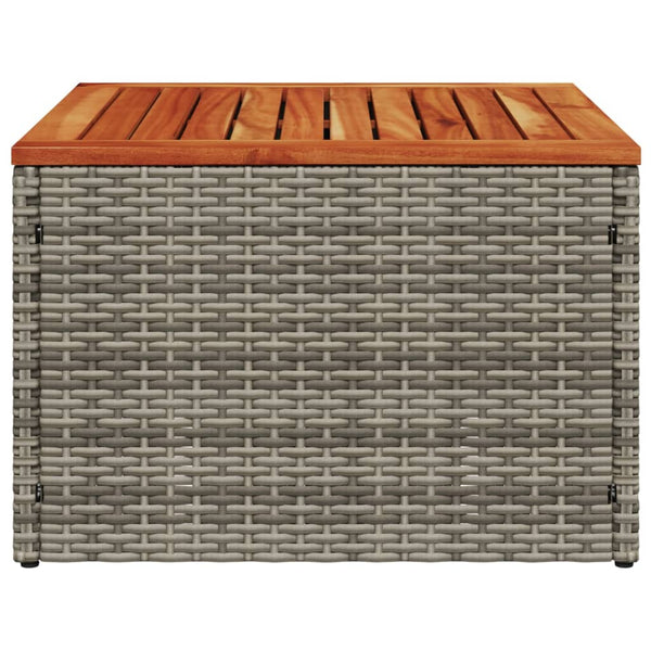 Grauer Gartentisch 55x55 cm Poly Rattan Akazie