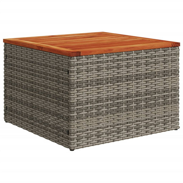 Grauer Gartentisch 55x55 cm Poly Rattan Akazie