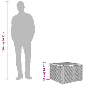 Grauer Gartentisch 55x55 cm Poly Rattan Akazie