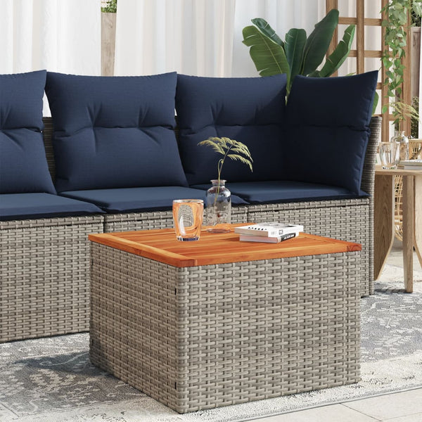 Grauer Gartentisch 55x55 cm Poly Rattan Akazie