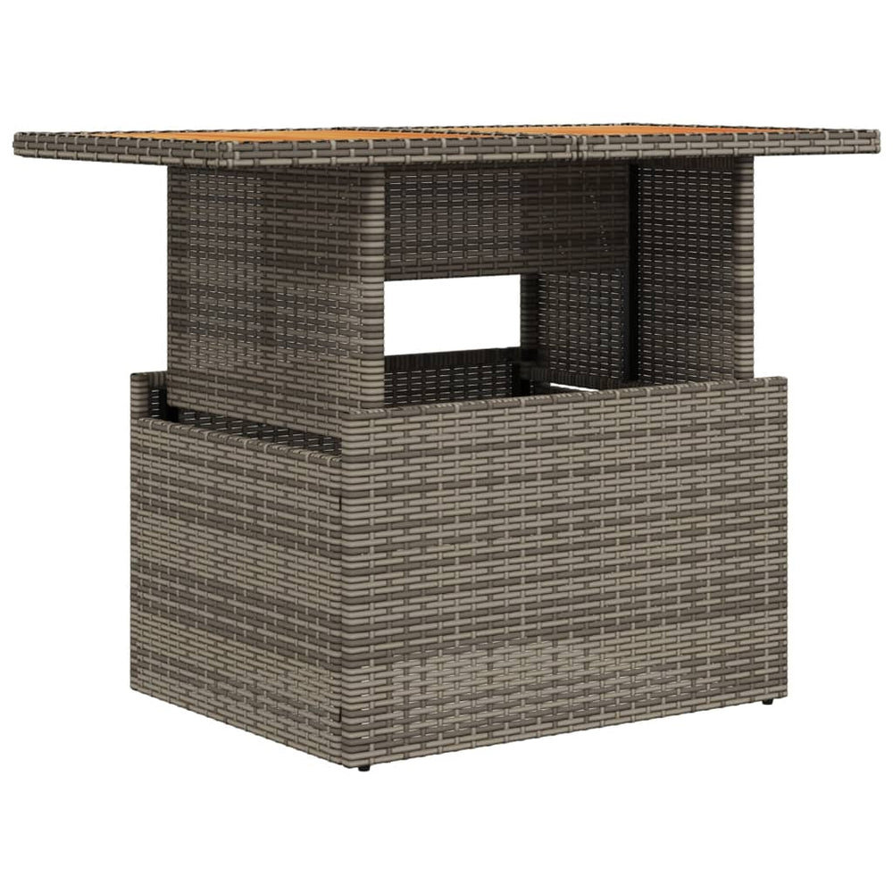 Gartentisch Grau Poly Rattan Akazienholz 100x55 cm