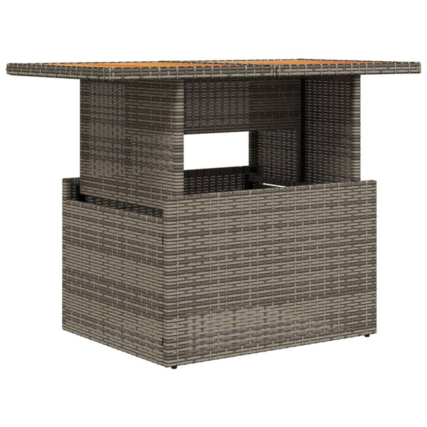 Gartentisch Grau Poly Rattan Akazienholz 100x55 cm