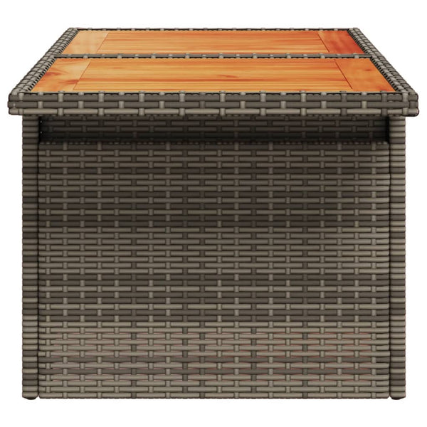 Gartentisch Grau Poly Rattan Akazienholz 100x55 cm