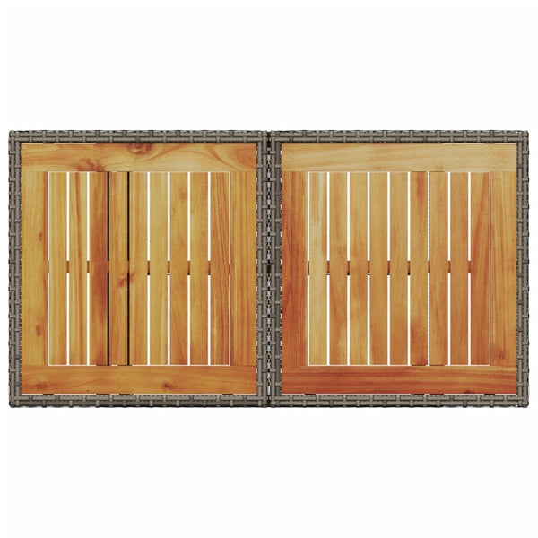 Gartentisch Grau Poly Rattan Akazienholz 100x55 cm