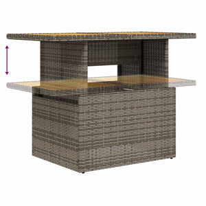Gartentisch Grau Poly Rattan Akazienholz 100x55 cm