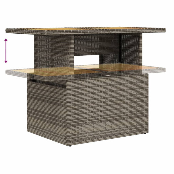 Gartentisch Grau Poly Rattan Akazienholz 100x55 cm