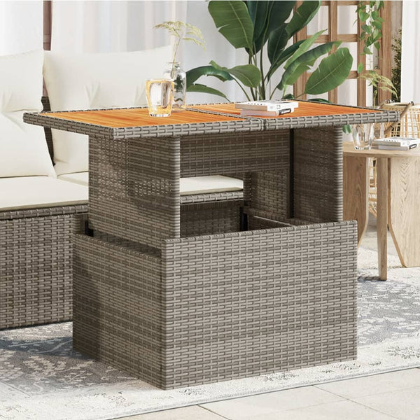 Gartentisch Grau Poly Rattan Akazienholz 100x55 cm
