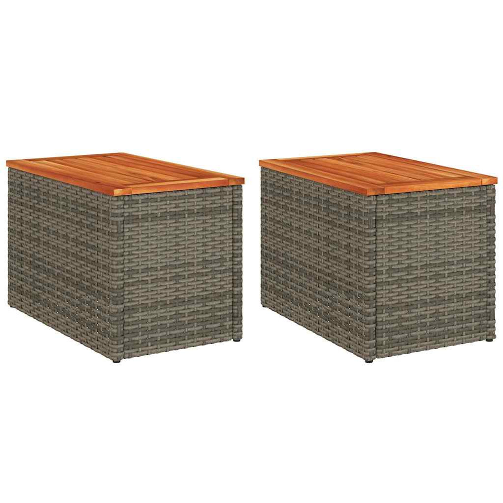 Garten Beistelltische 2er Set Grau Poly Rattan