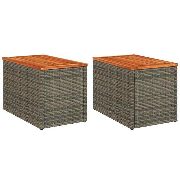 Garten Beistelltische 2er Set Grau Poly Rattan