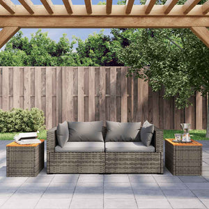 Garten Beistelltische 2er Set Grau Poly Rattan