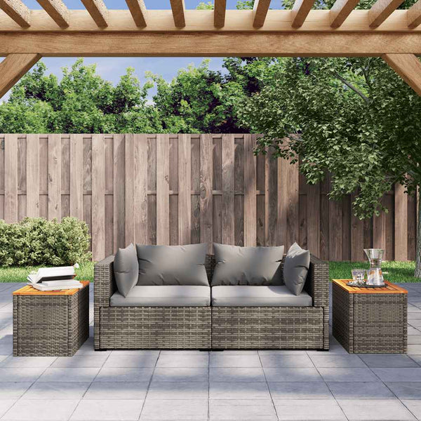 Garten Beistelltische 2er Set Grau Poly Rattan