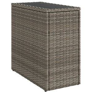 Garten Beistelltisch Grau Rattan mit Glasplatte
