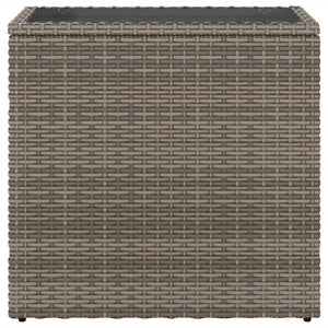 Garten Beistelltisch Grau Rattan mit Glasplatte