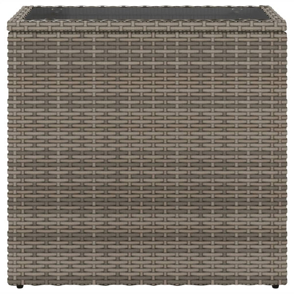 Garten Beistelltisch Grau Rattan mit Glasplatte