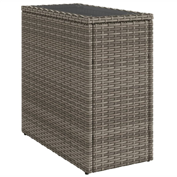 Garten Beistelltisch Grau Rattan mit Glasplatte