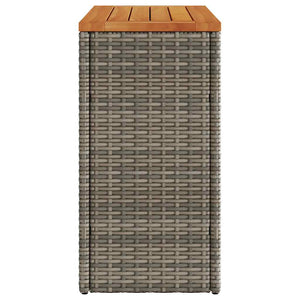 Garten Beistelltisch Rattan Grau mit Holzplatte