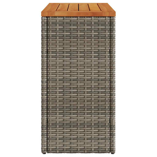 Garten Beistelltisch Rattan Grau mit Holzplatte